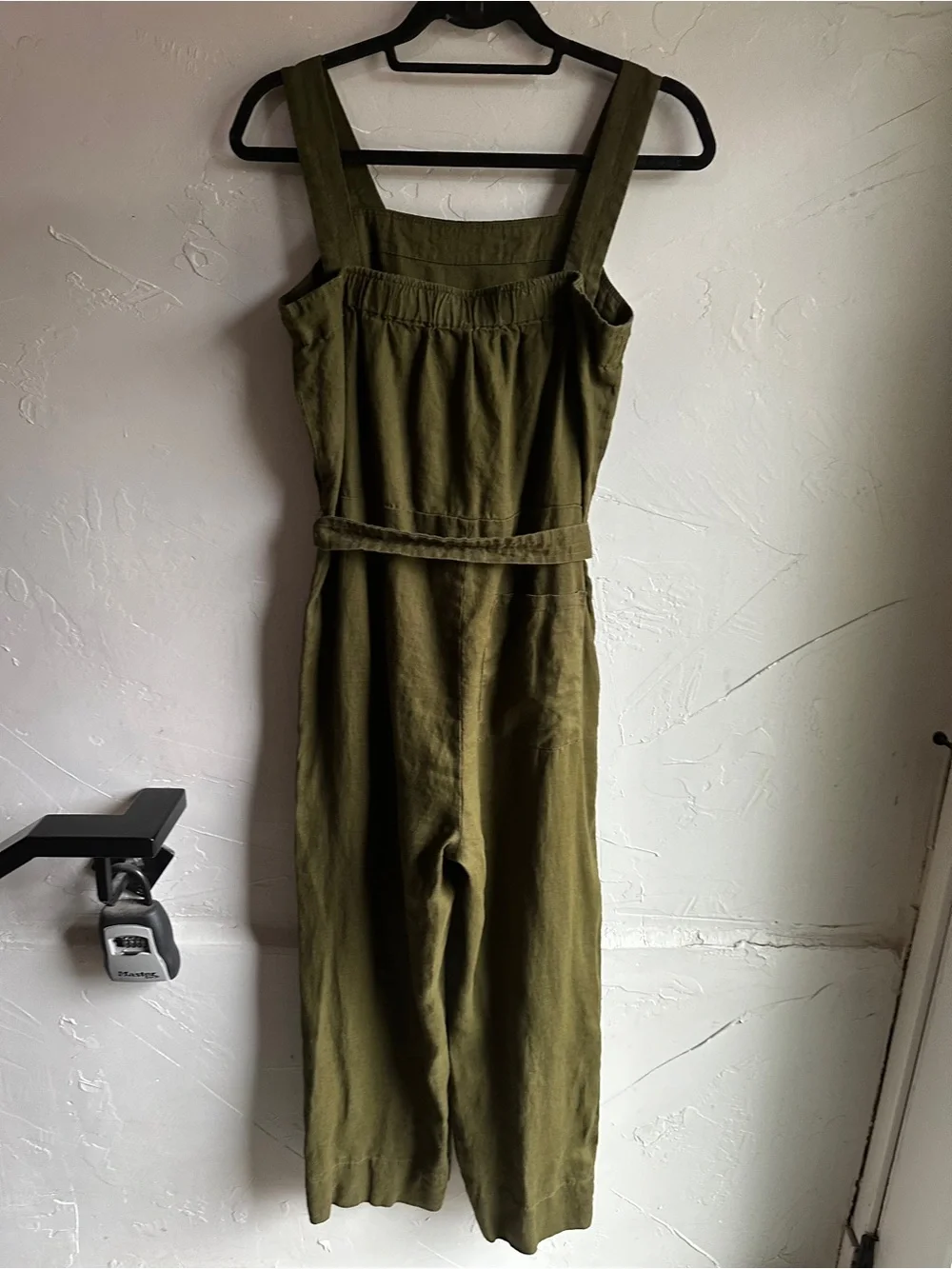 Quince 100% Linen Olive Jumpsuit Granola Minimalist Utility Resort Cottagecore S